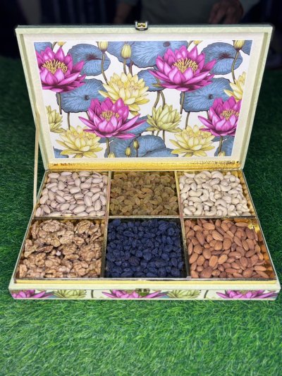 Elegant Hard Wood Designer Diwali Dry Fruit Gift Box -GBW-002 (Brand- 5aDay)
