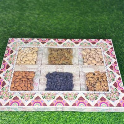Elegant Hard Cardboard Designer Diwali Dry Fruit Gift Box GBC-002 (Brand- 5aDay)