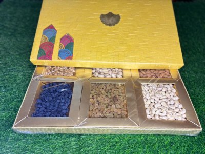 Elegant Hard Cardboard Designer Diwali Dry Fruit Gift Box GBC-005 (Brand- 5aDay)
